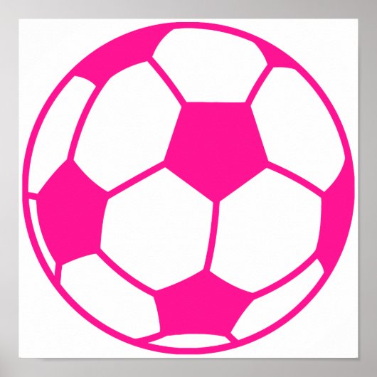 Poster Balle de soccer rose chaud (Devant)