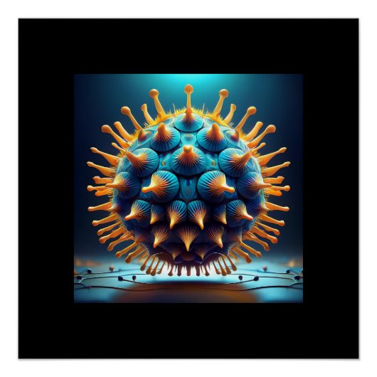 Poster Balle de spores bleue et jaune (Devant)