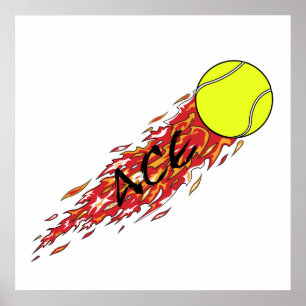 Poster balle de tennis en ace sur feu