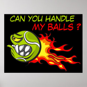 Poster Balle de tennis en colère en flammes avec citation