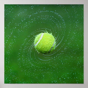 Poster Balle de tennis jaune personnalisée