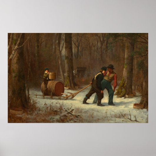 Poster Balle en baril dans une forêt de neige par E. John (Devant)
