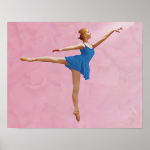 Poster Ballerina avec Rose en Arabesque