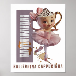 Poster Ballerina Cappuccino Italien Brainrot Mème Humour