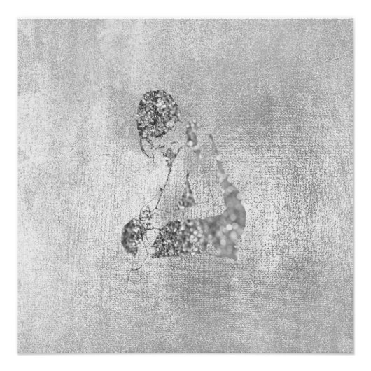 Poster Ballerina Dancer Metallic Parties scintillant gris (Devant)