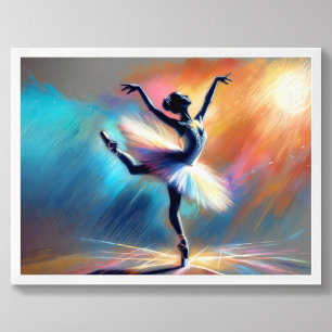 Poster Ballerina Dancer Pastel Dessin coloré