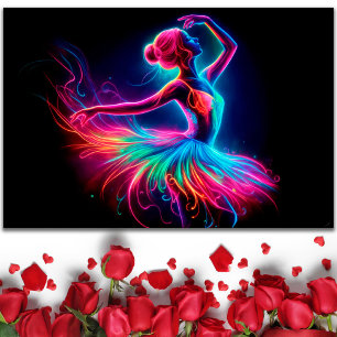 Poster Ballerina danse coloré élégante fille brillant neo