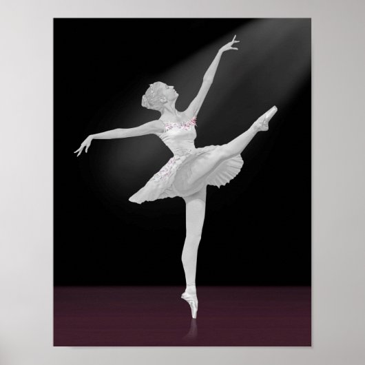 Poster Ballerina en argent et noir (Devant)
