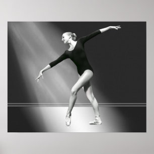 Poster Ballerina en noir et blanc