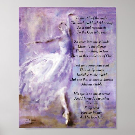 Poster Ballerina en violet avec poésie (Devant)