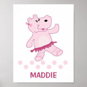 Poster Ballerina Hippo à Tutu Art personnalisé Imprimer