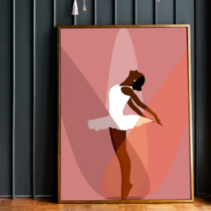 Poster Ballerina noire minimaliste Danseur afro-américain