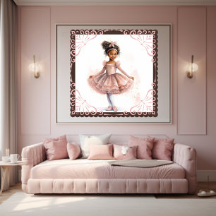 Poster Ballerina noire, Tutu Rose, Barrette Ivy Rose