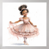 Poster Ballerina noire, Tutu rose, Couronne rose (Devant)