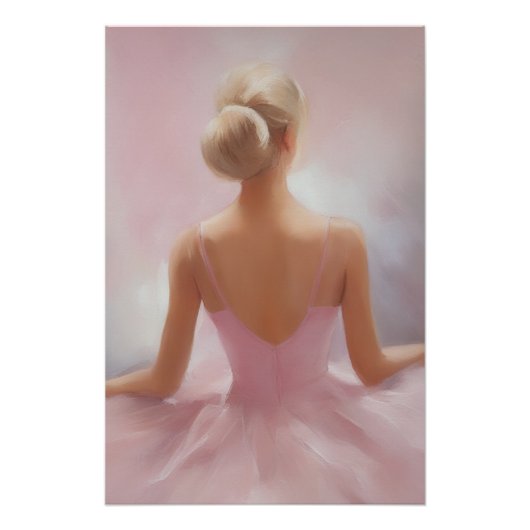 Poster Ballerina peinte en rose (Devant)