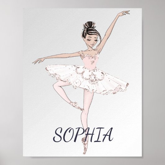 Poster Ballerina Personal Rose Silver Cheveux foncé (Devant)