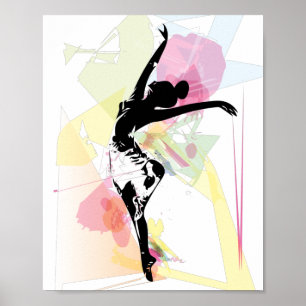 Poster Ballerina silhouette pastel coloré personnalisabl