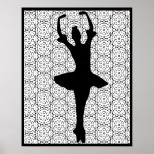 Poster Ballerina Silhouette sur un arrière - plan Mandala