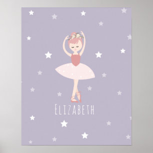 Poster Ballerina Stars Bébé Fille pourpre Nursery