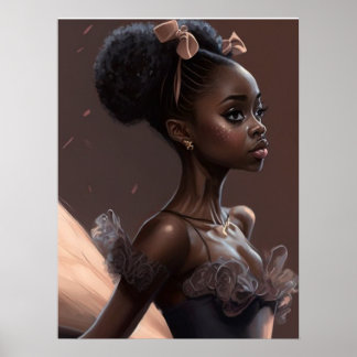 Poster ballerine afro-américaine, fille qui aime le balle