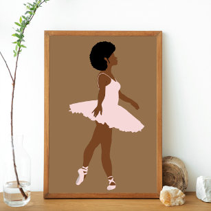 Poster Ballerine afro minimaliste moderne illustrer