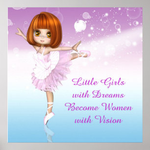 Poster Ballerine Inspirante Citation de Rêve pour Petites