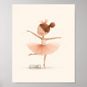 Poster Ballerine Mignonne Danse de Ballet Aquarelle