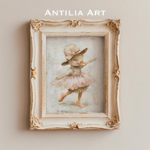 Poster Ballet Dancing Canard Whimsy Nursery Ballerina