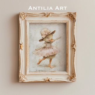 Poster Ballet Dancing Canard Whimsy Nursery Ballerina