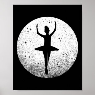 Poster Ballet Girl Danser Dans Les Étoiles Dans Relevé Ci
