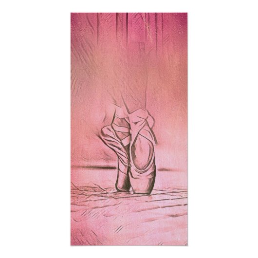 Poster Ballet rose Chaussures Jolie Danseuse Pieds Glossy (Devant)