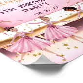 Poster Ballet rose et or scène Ballerina Party Bienvenue (Coin)