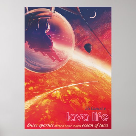 Poster Ballon à air chaud extrême sur paysage volcanique (Devant)