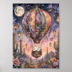 Poster Ballon à Air Chaud Fantôme Fantaisiste Désert Céle