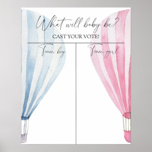 Poster Ballon à air chaud Genre révéler Carte garçon ou f