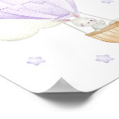 Poster Ballon à air chaud violet, Animaux, Lapin, Lune (Coin)