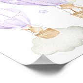 Poster Ballon à air chaud violet, Animaux, Ours, Lapin (Coin)