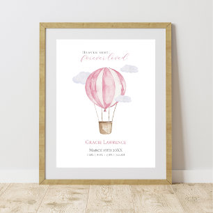 Poster Ballon Aerostatique Rose Aquarelle pour Chambre de