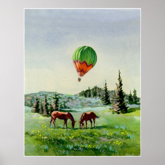 Poster BALLON & CHEVAUX par SHARON SHARPE (Devant)
