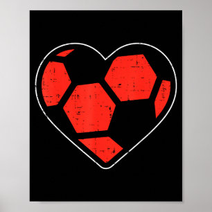 Poster Ballon de football coeur Saint-Valentin Sport L