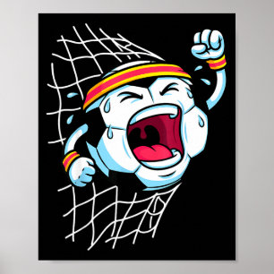 Poster Ballon de football de dessin animé drôle brisant l