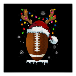 Poster Ballon de Football de Noël Santa Lumières Drôle Ga