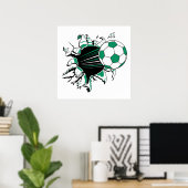 Poster ballon de football déchirer (Bureau à domicile)