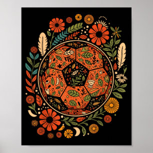 Poster Ballon de football fleur boho