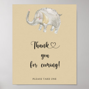 Poster Ballon Eléphant Argenté \ Merci d'être venu