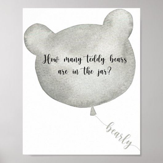 Poster Ballon en forme d'ours devinez combien d'ours en p (Devant)