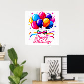 Poster Ballon Joyeux Anniversaire (Bureau à domicile)