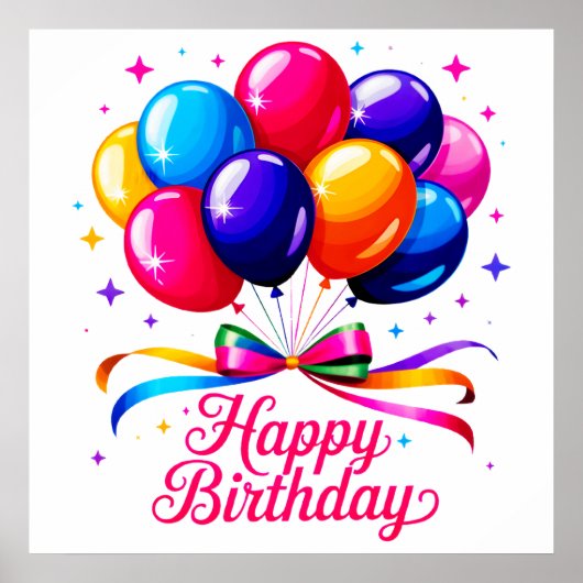 Poster Ballon Joyeux Anniversaire (Devant)