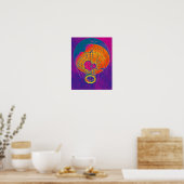 Poster Ballon mondial multicolore, ciel violet (Cuisine)