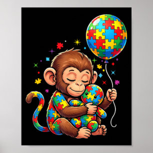Poster Ballon singe autisme sensibilisation enfants autis